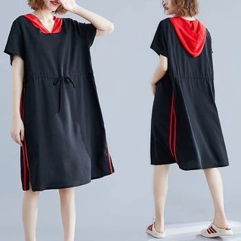 

Make western style dress amoi literary loose hooded casual dress temperament limit accept waist big yards