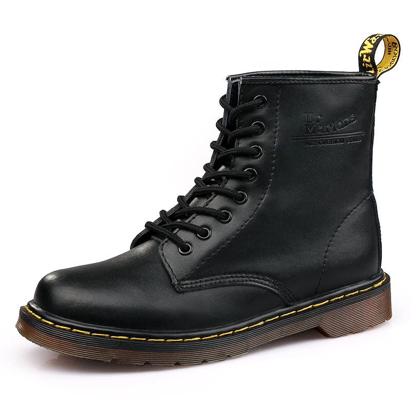Рабочие мужские ботинки брендовые Модные мужские повседневные кожаные рабочие безопасные ботинки с мехом удобные ботильоны кожаные ботинки на меху - Цвет: Black