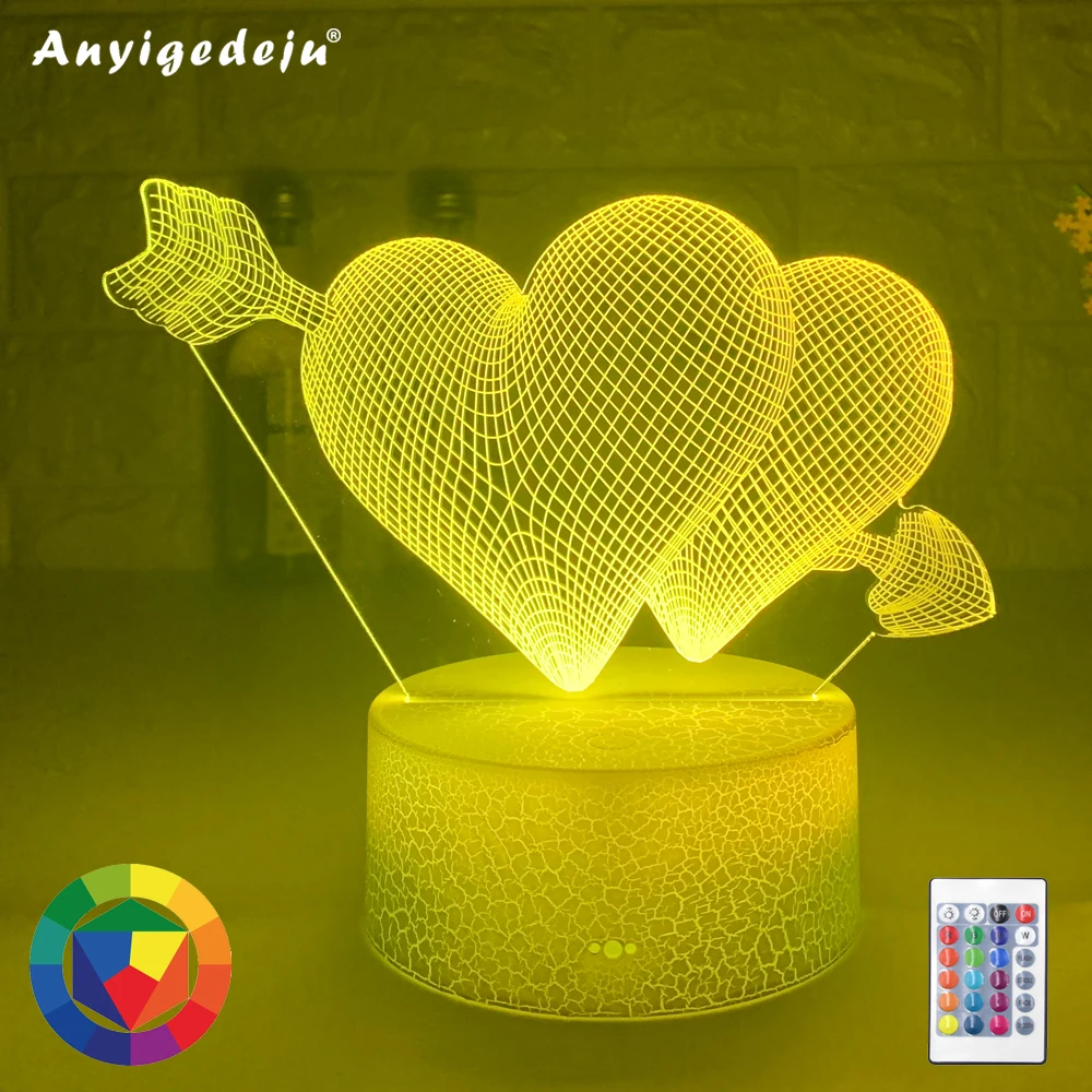 

An Arrow Thrills Through Two Hearts Led Night Light for Girls Bedroom Decor Unique Gift for Her Wedding Mall Gift Ideas 3d Lamp
