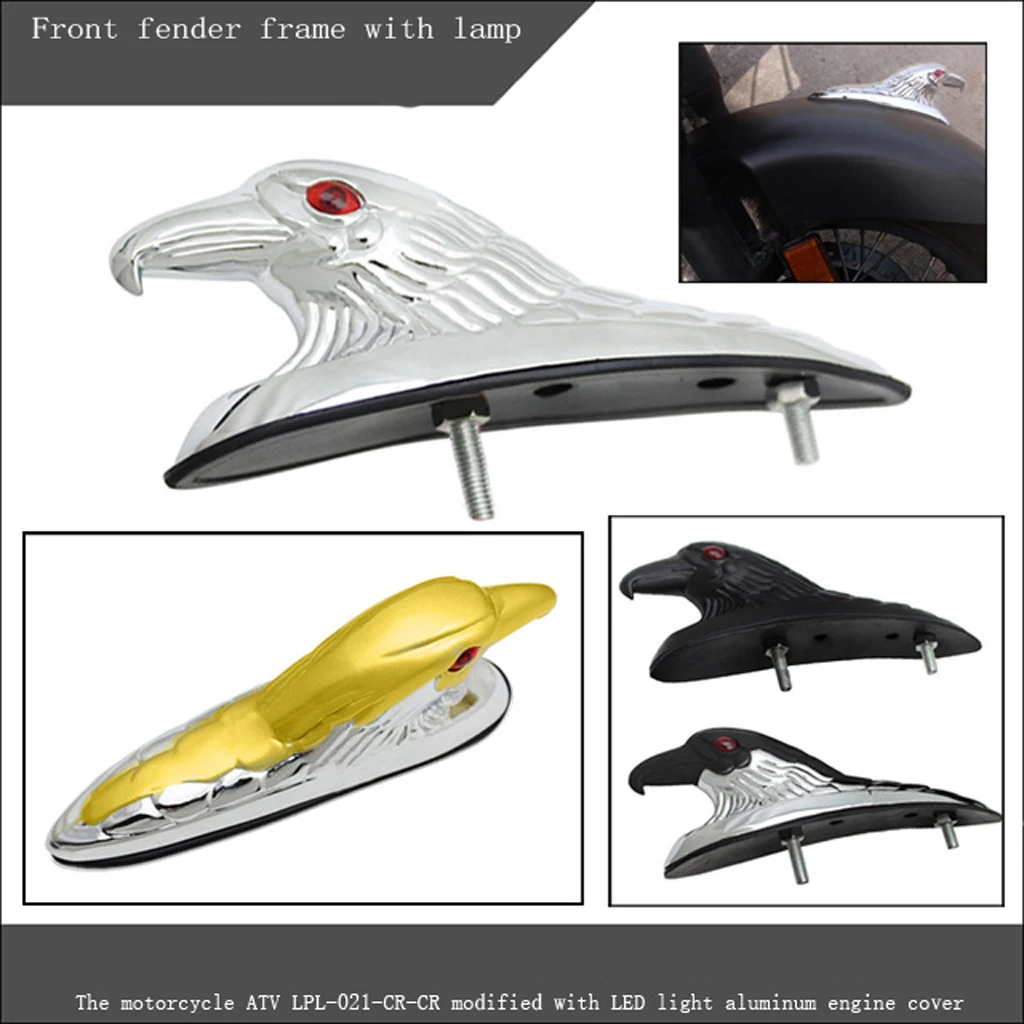 

Motorcycle Eagle Head Ornament Statue W/ Lights For Front Chrome