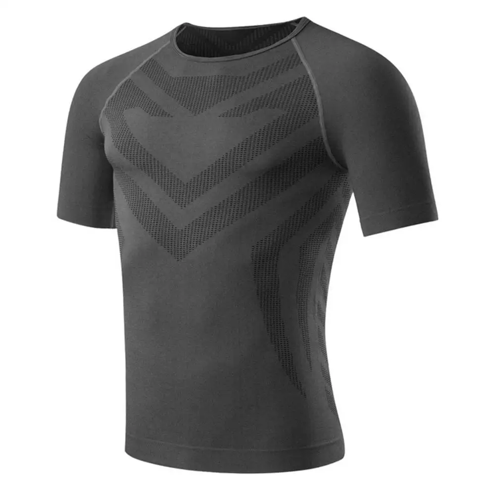 Men Gym T-Shirt Breathable Quick Drying Short Sleeve Bodybuilding Sport Training Basketball Tight Shirt Tops - Цвет: 1