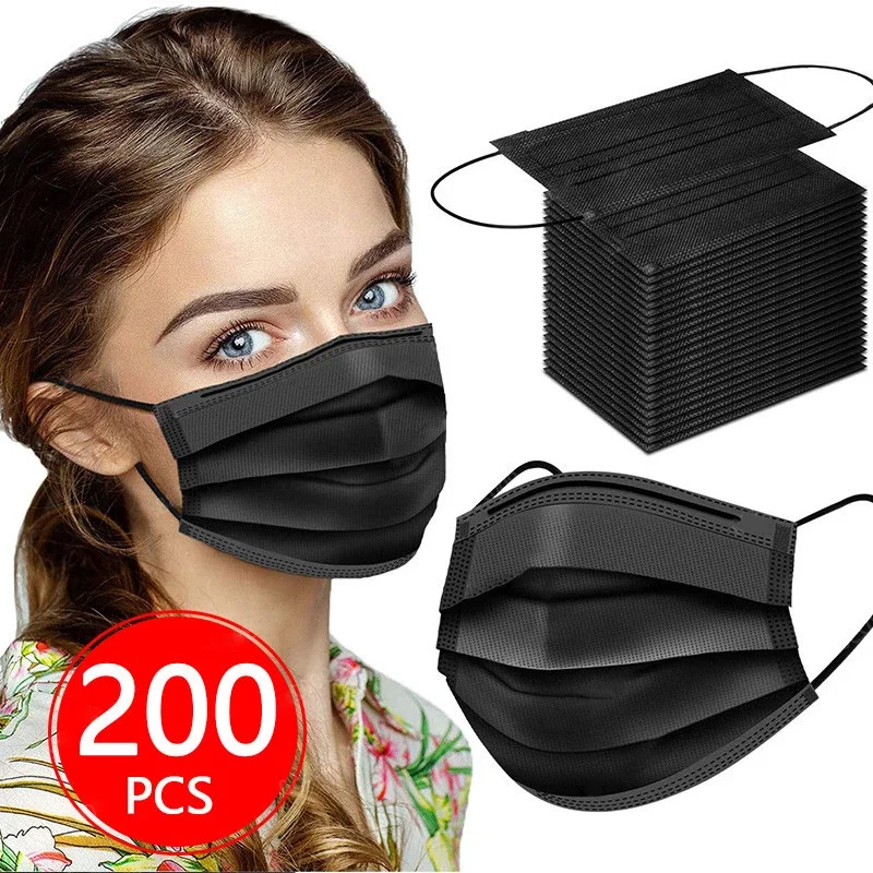

Disposable Black Face Mask Adult mascarillas negras quirurquijas homologadas Mouth Cover Protective masque chirurgical noir