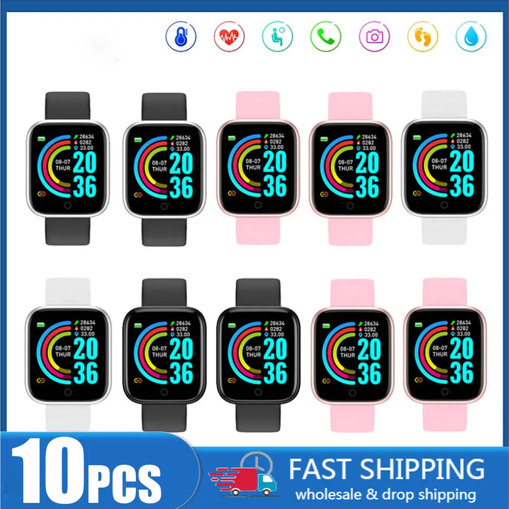 Wholesale 10PC Y68 D20 Smart Watch Male Female Free Shipping Put Photo Heart Rate Waterproof Best IWO Y68/D20 | Электроника
