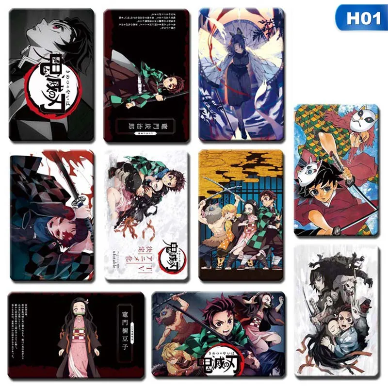 10 шт./партия, аниме, серия Ghost Blade, липкие фото карты, новая мода, Кристальные наклейки на карты, наклейки на автобус, студенческие карты