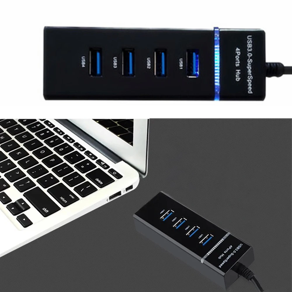 4 порта Супер скоростные концентраторы Hi-speed 4 порта USB 3,0 мульти концентратор разветвитель расширения для настольного ПК ноутбука адаптер usb-хаб