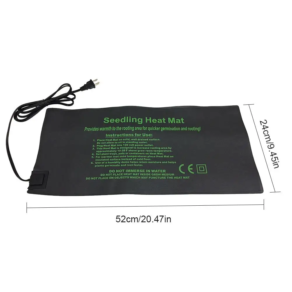 24x52cm US Plug Коврик для рассады, водонепроницаемый, проращивающий семена, размножение, клон, пусковая площадка, теплая, гидропонная грелка, Садовые принадлежности - Цвет: 24x52cm US Plug