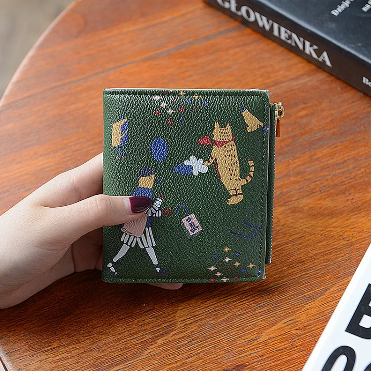 Wallet Female Short Student Zipper Buckle Folding Coin Card Holder | Багаж и сумки