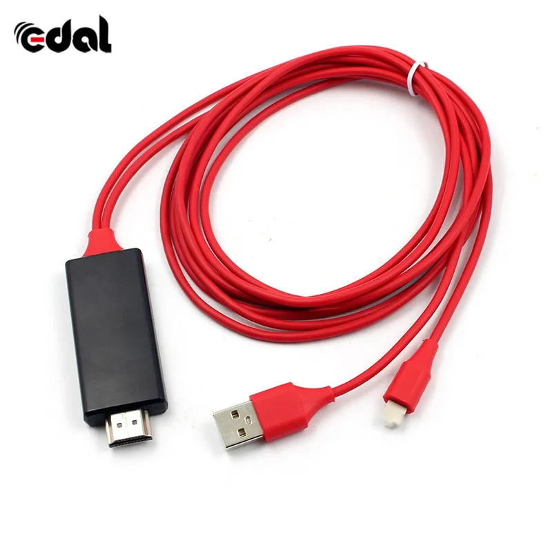 Красный Для Lightning цифровой av-адаптер для iphone 8 7 6s 5s 8plus 8-контактный USB к HDMI кабель высокого качества 1080P HDMI HDTV Кабель - Цвет: Красный