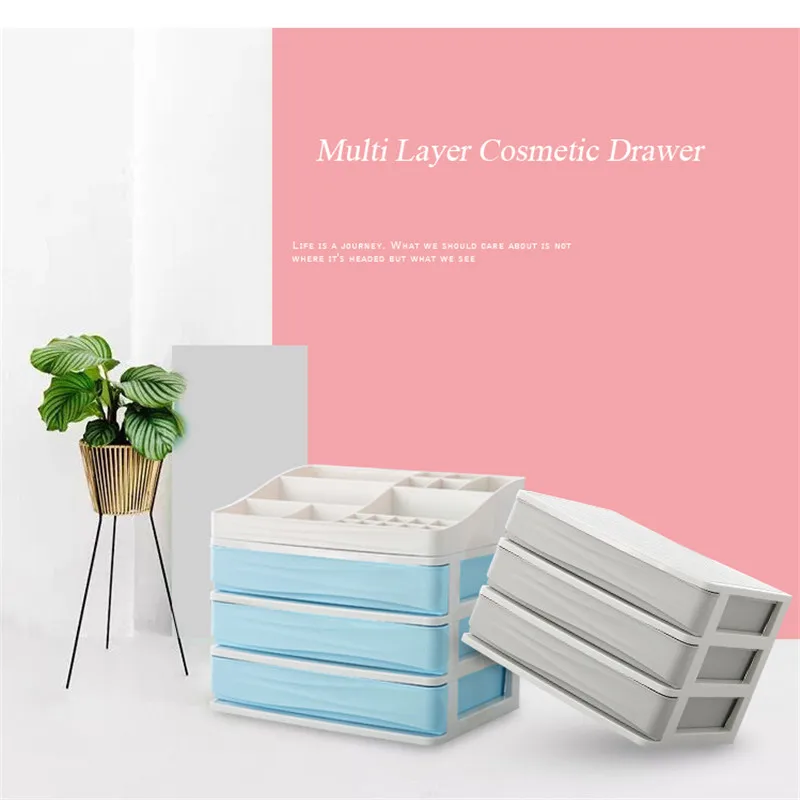 Многослойный пластиковый ящик для косметики хранение органайзер для макияжа коробка контейнер для ногтей шкатулка держатель настольный чехол для хранения