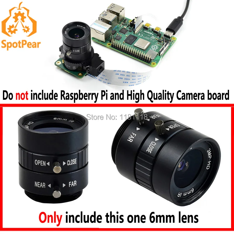 

Raspberry Pi 6mm Wide Angle Lens for Raspberry Pi High Quality Camera only Lens need extra Pi HQ Camera to work