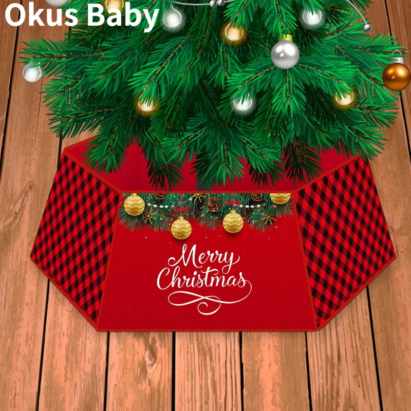 

2021 Newest Christmas Tree Skirt Christmas Ornaments Christmas Tree Apron Fence Scene Decoration