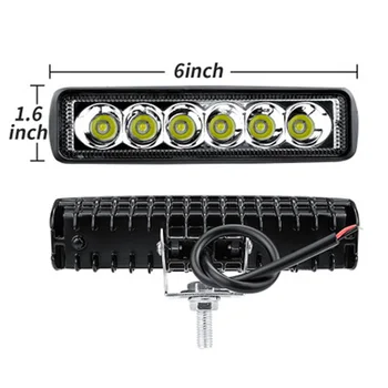 

6500K Working Lights Waterproof PC IP67 Replacement Accessory 6LED 18W Bar DRL Driving