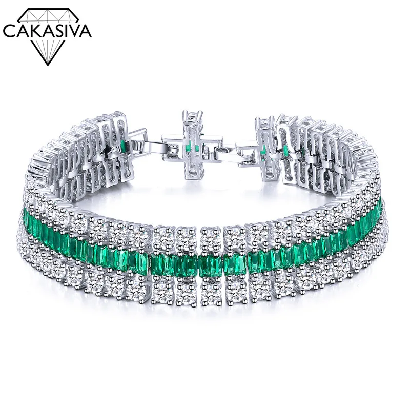 S925 Pure Silver Bracelet Fashion AAA Zircon Watch Chain Three Row Bride Wedding Bangle Luxury Jewelry | Украшения и аксессуары
