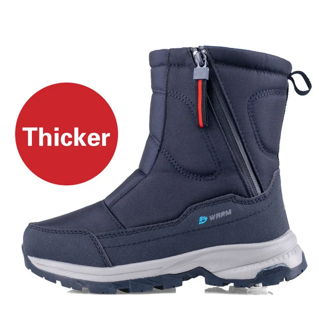 Winter Children Thicken Snow Boots Non-slip Plush Warm Boys Girls Casual Cotton Shoes Oxford Cloth Waterproof Wearable Booties blue