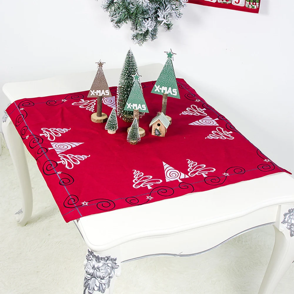 

Tablecloth Christmas Tree Designs Red Festival Cotton Linen Soft Table Cloth New Year Theme Dustproof Thicken Wedding for Decor