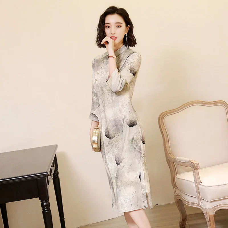 Белое летнее платье в китайском стиле, винтажное женское Короткое платье Qipao, классическое сценическое шоу, элегантное женское платье-Ципао, размер M-XXXL