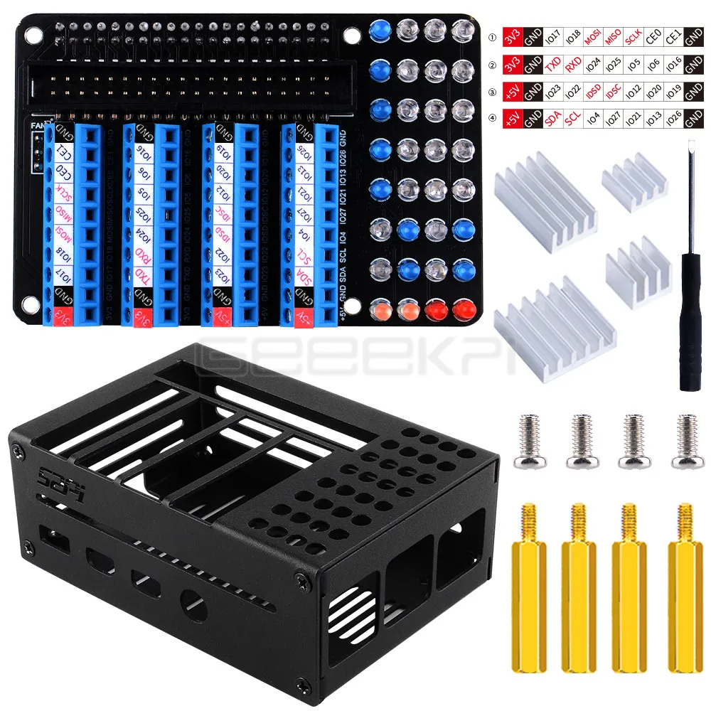 terminal caixa de metal com led para raspberry pi 4 modelo b