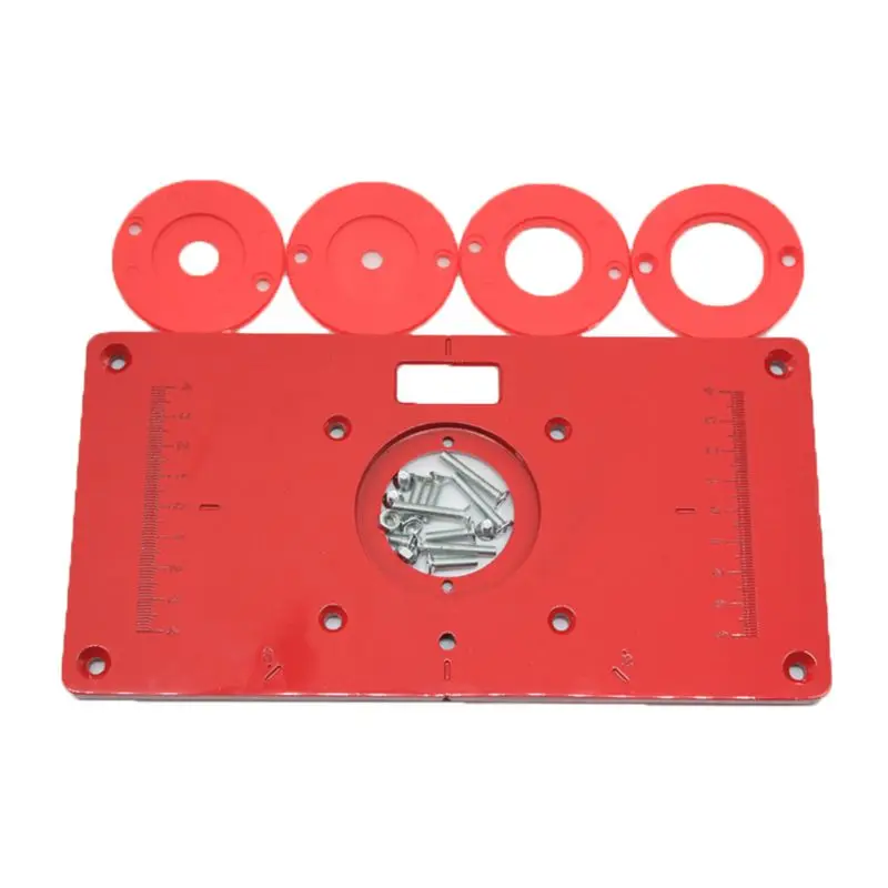 

Metal Router Table Insert Plate with 4 Rings Screws for Woodworking Benches Trimmer Machine 235mm x 120mm x 8mm