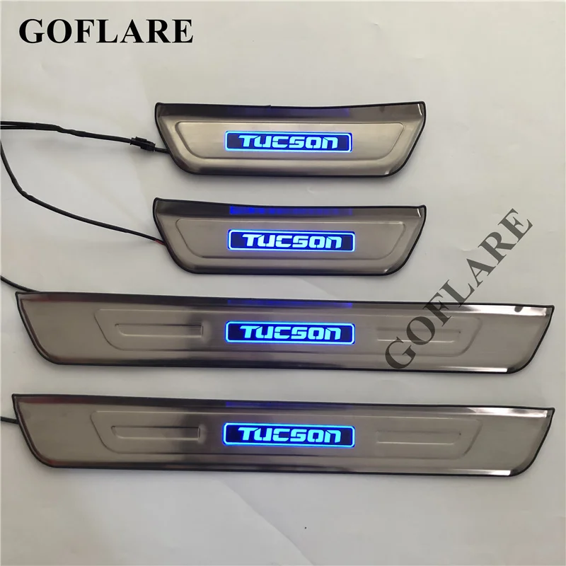 led auto door sill protector for Hyundai Tucson TL 2016 2018 2019 illuminated door sills scuff