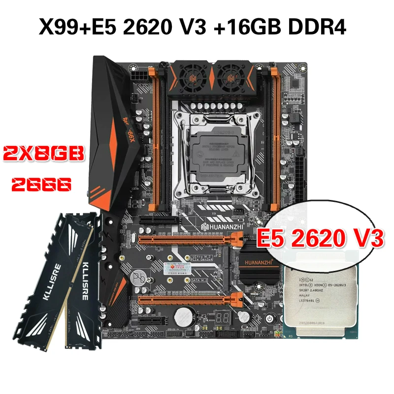 Huananzhi X99 Moederbord Combo Kit Set Xeon E5 2620 V3 2*8G DDR4 2666 NON ECC Geheugen Nvme USB3.0 atx|x79 motherboard|xeon e5motherboard atx - AliExpress
