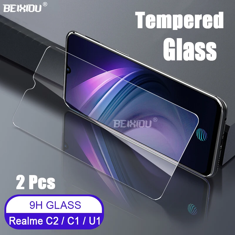 2 шт Полное закаленное стекло для OPPO Realme C2 / C1 защита экрана 2.5D 9h на U1 защитная