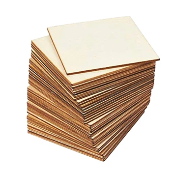 

36-Pack Unfinished Wood Square Tile Cutout Pieces 4 Inch Square Blank Wood Wooden for DIY Crafts Home Decoration Painting Staini