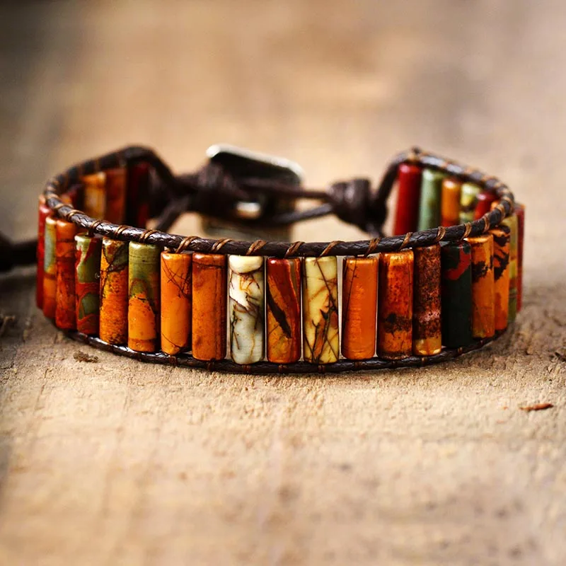 New Punk Gothic Bracelet Femme Natural Japser Stone Single Vintage Wrap Bracelet Beads Bohemia Bracelet Jewelry - Image 5