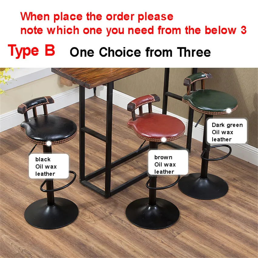 B Type Choose 1Color Ретро подъемный поворотный барный стул на стойке вращающийся 60-80 см регулируемый по высоте барный стул из искусственной кожи мягкая подушка высокий табурет - Цвет: B Type Choose 1Color