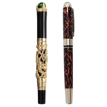 

Jinhao 2 Pcs 250 Flame Pattern Pen Dragon Fountain Pen Fountain Pen-250 & 18Kgp