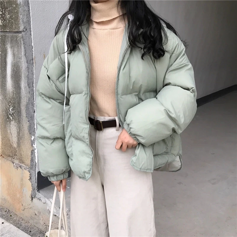 Хлопковая женская короткая коллекция года, легкая зимняя одежда с хлопковой подкладкой, куртка с хлопковой подкладкой для студентов, Свободное пальто