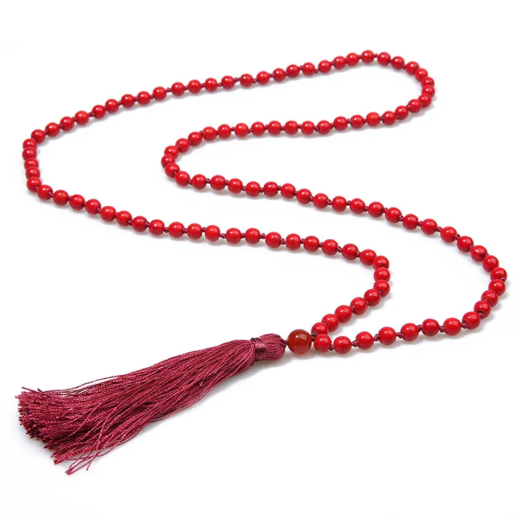 

New Style 108 Beads Knot Tassels Sweater Chain Long Necklace Source Bohemian