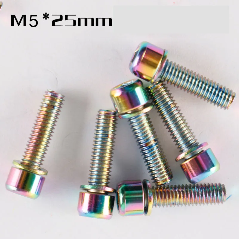 MEIJUN M5 болты ротора дискового тормоза T25 Torx детали для велосипеда из титана MTB горный велосипед тормозной ротор Ti Винт 6 шт или 12 шт - Цвет: M5 colorful 6PCS