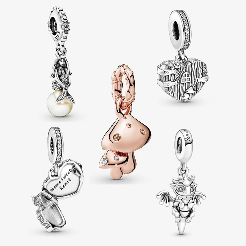 Autumn 925 Sterling Silver Beads The Little Mermaid Sebastian Charms fit Original Pandora Bracelets DIY Jewelry For Women