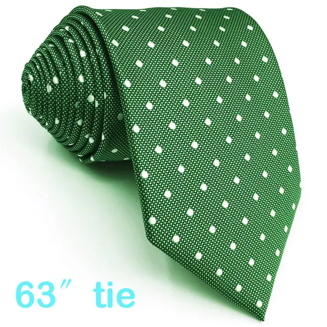 E21 Green Polka Dots Silk Mens Necktie Set Classic Fashion Ties for Male Brand New Accessory Hanky Extra Long Size Extra Long Tie