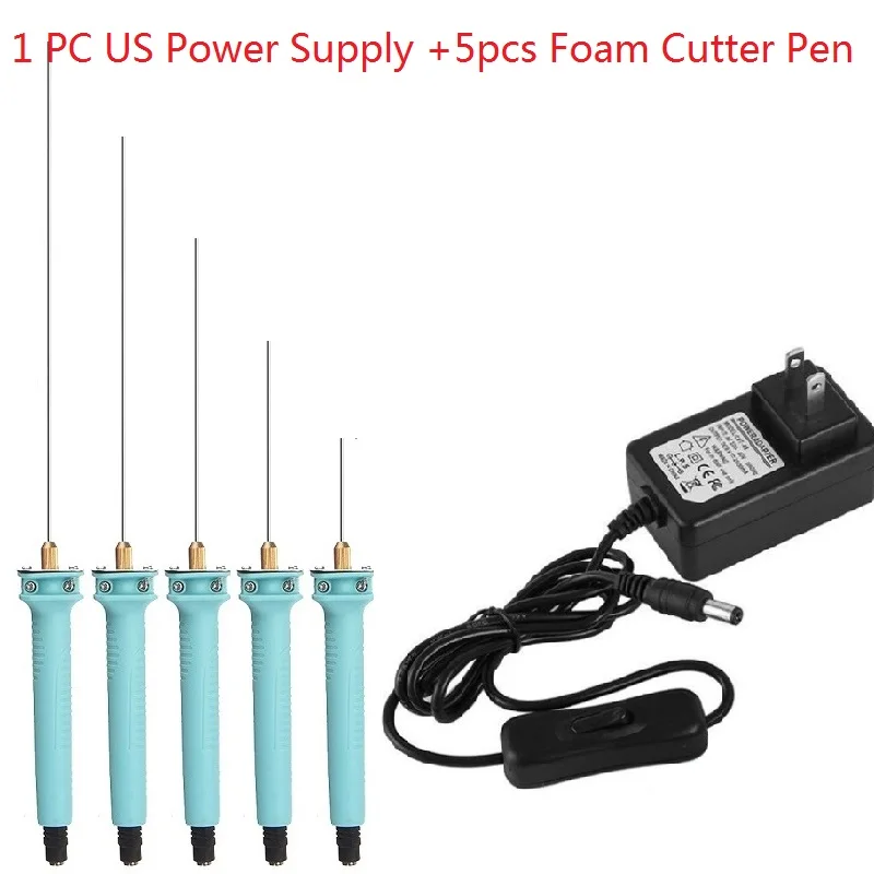 US Plug and 5pcs pen 5/10/15/20/25 см пенный резак ручка 100-240V Профессиональный электрический пенопластовый резак пенополистирола для резки ручка DIY режущие инструменты - Цвет: US Plug and 5pcs pen