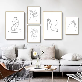 

Abstract Lady Line Body Figure Picture Home Decor Nordic Canvas Painting Wall Art Minimalist Posters and Prints for Girl Bedroom