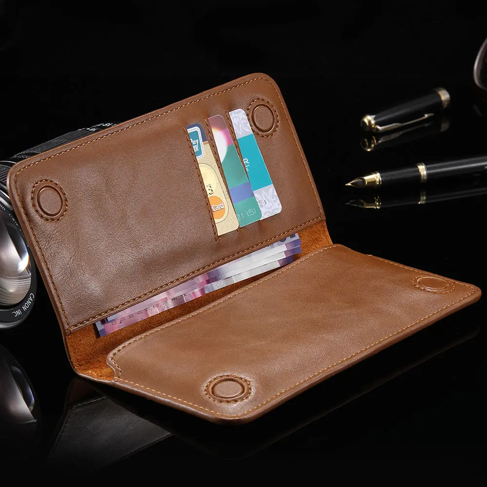 FLOVEME Genuine Leather Wallet Purse Universal Case For iPhone 6s Plus 5s 4s for Galaxy S6 4