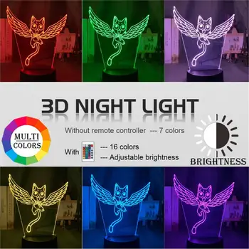 

Kids Night Light Fairy Tail Cat Happy Fly Figure Lamp for Child Bedoom Decoration Led Touch Sensor Color Changing Nightlight