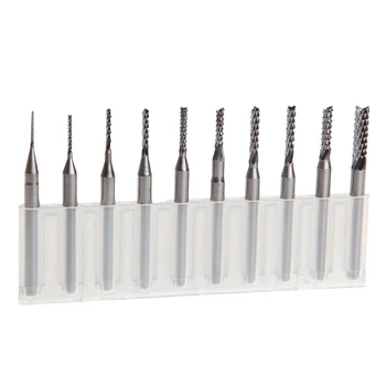 

10x 0.8-3.175mm PCB Titanium Plating Drill Bit Set Engraving Cutter CNC End Mill