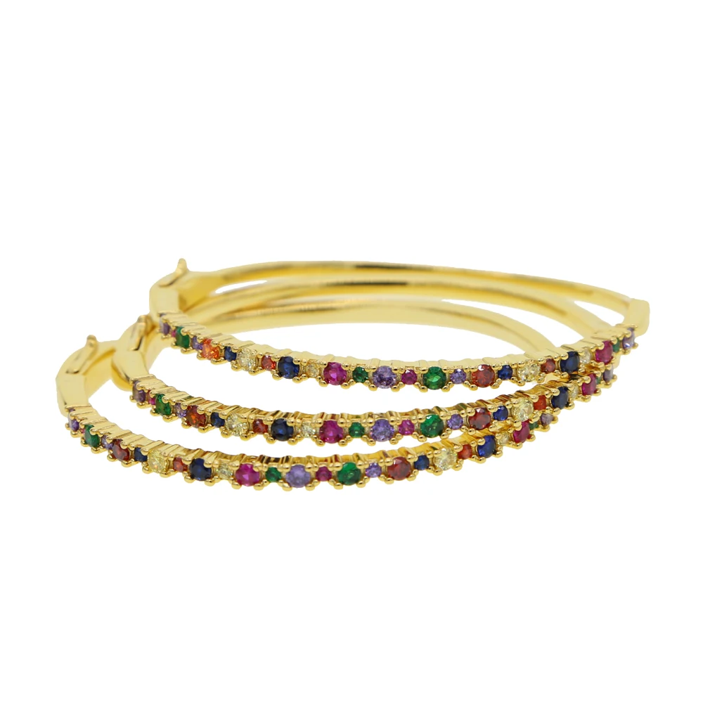 Радужный красочный кубический цирконий CZ браслет для девушки для женщин золотой цвет латунь 17-19 см