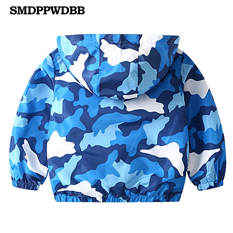 SMDPPWDBB/90-140 см, весенне-Осенняя детская куртка с вышивкой в виде динозавра, верхняя одежда для мальчиков, пальто детская одежда с капюшоном для мальчиков