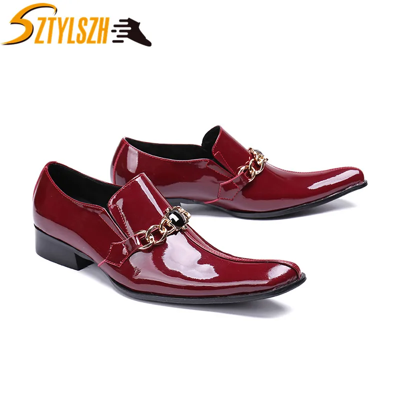 Men Black Classic Business Leather Shoes Mens Dress Shoes Patent Leather Glitter Wedding Shoes Pointed Toe Male Zapatos Hombre