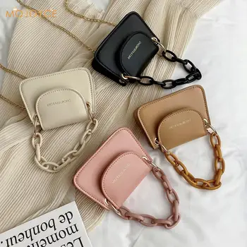 

Youth Ladies Simple Versatile Bag Women Mini Crossbody Bag Acrylic Chain Lady Travel Tote Purse PU Shoulder Pouch