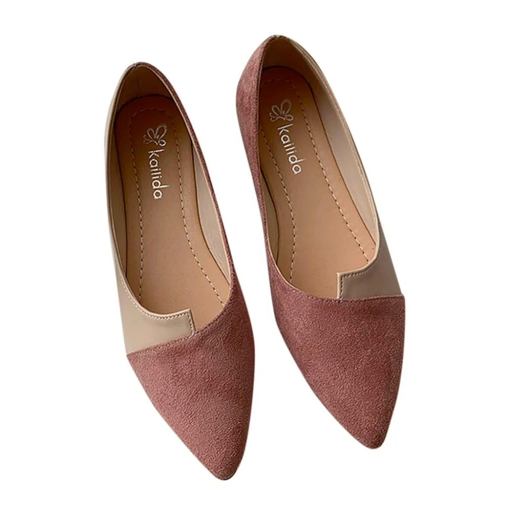  Women Flats Mujer Casual Splice Color Flats Fashion Pointed Shallow Toe Ballerina Ballet Flat Slip On Shoes damenschuhe (21)