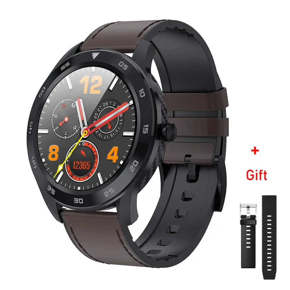 Brown leather MAFAM DT98 Bluetooth вызова циферблат Смарт часы полный экран сенсорный Браслет фитнес трекер ЭКГ монитор сердечного ритма Ip68 водонепроницаемый - Цвет: Brown leather