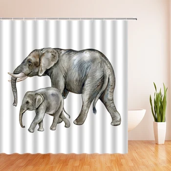 

Animals Elephant Shower Curtains Bathroom Polyester Fabric Twaterproof Shower Curtain Printing Home Bath Curtains With Hooks