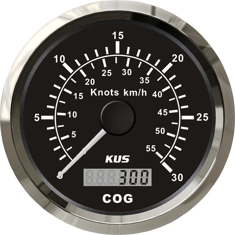 

1pc 85mm gps speed chart 0-30knots speedometers COG 55km/h speed indicators fit for boat automobile with gps antenna black