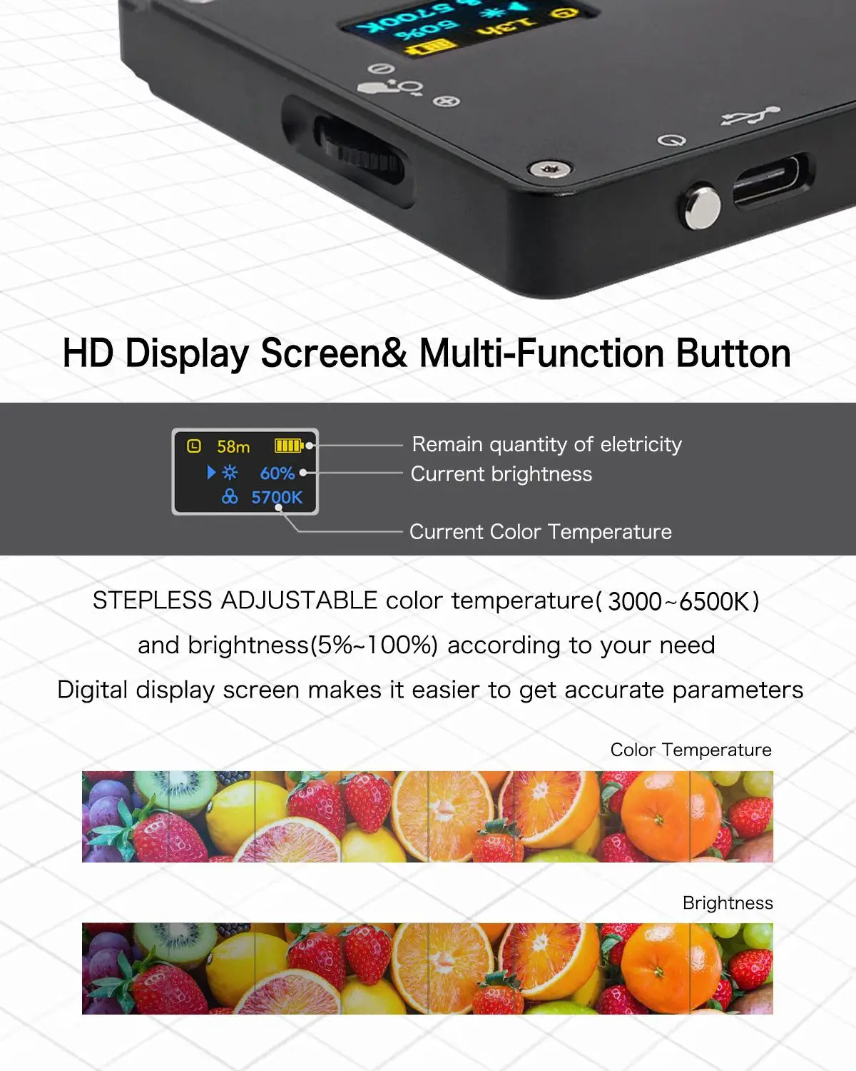  Moman Mini 4.5 Inch On-Camera LED Video Light with Magnetic Back Bi-Color 3000K-6500K CRI96+ Filmin