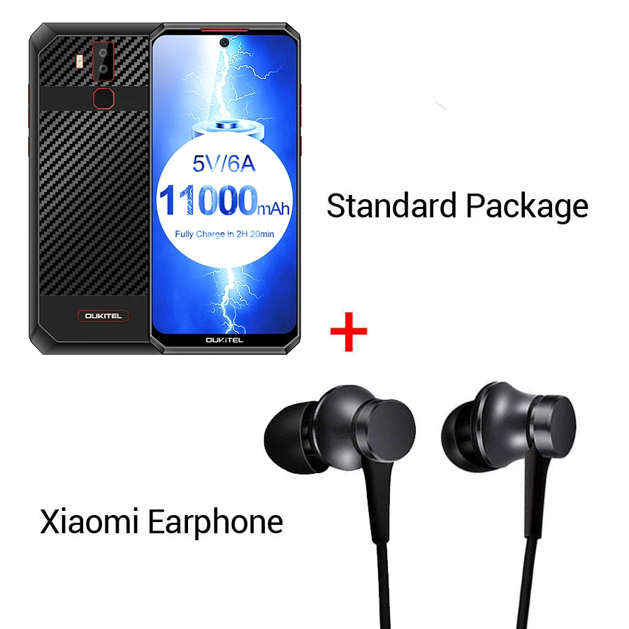 OUKITEL K13 Pro Android 9,0 6,4" 19,5: 9 MT6762 4 Гб 64 Гб 720*1560 смартфон 11000 мАч отпечатков пальцев 5 V/6A ОТА мобильного телефона - Цвет: Black N Earphone