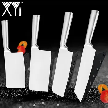 

XYj Stainless Steel Kitchen Knife Gift Covers Sheath Chop Nakiri Beef Chinese Cleaver Knife 4 Pcs Gadgets Set Meat Poultry Tools